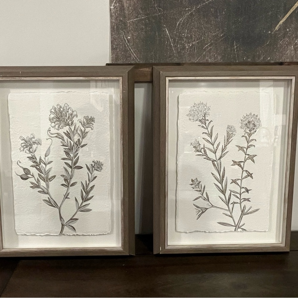 Glass Framed Floral Wall Decor